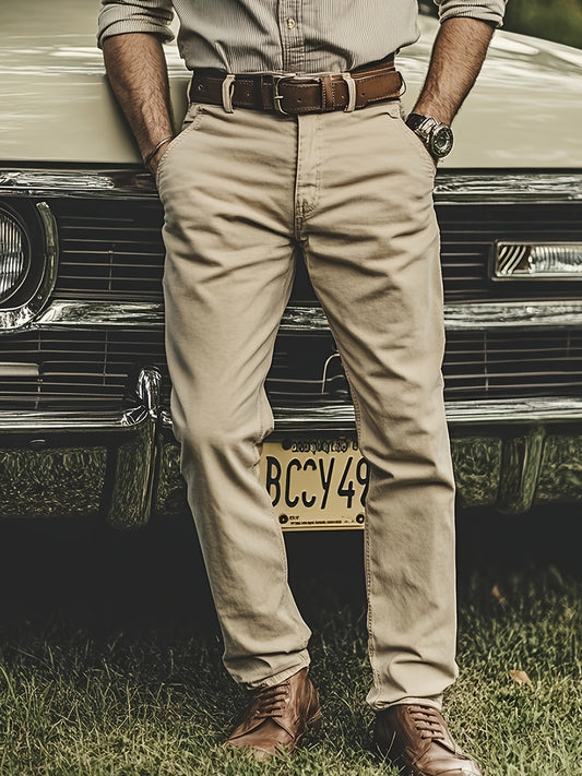 Pantaloni Chino da Uomo in Tinta Unita, Leggermente Elasticizzati, Comodi e Casuali per le Attività Quotidiane all'Aperto