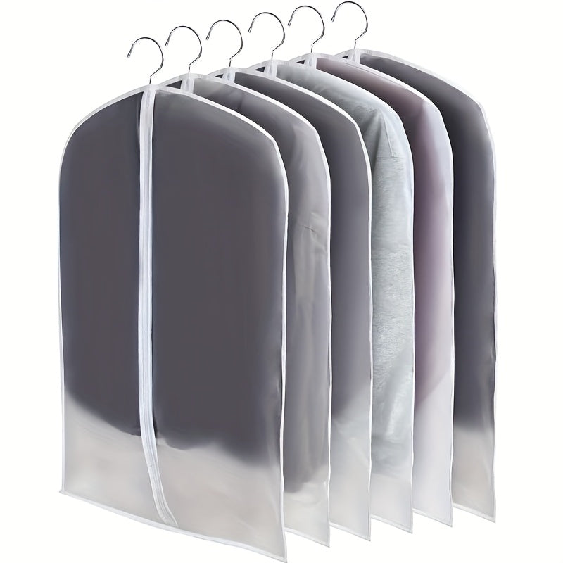 6 Pezzi Sacchetti Protettivi Trasparenti Antipolvere, Copriabiti Semi-Trasparenti con Cerniera Lunga 60x100cm per Armadio e Viaggio