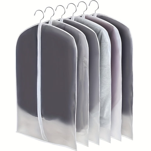 6 Pezzi Sacchetti Protettivi Trasparenti Antipolvere, Copriabiti Semi-Trasparenti con Cerniera Lunga 60x100cm per Armadio e Viaggio