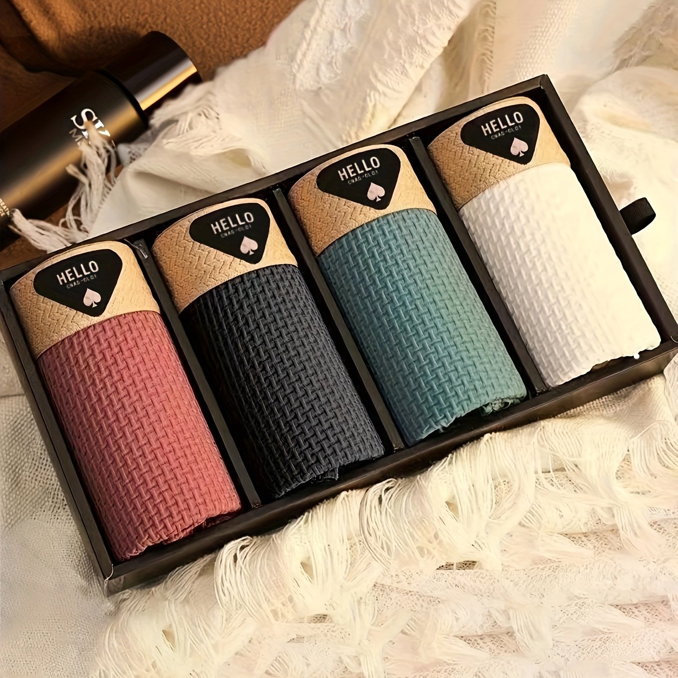4-Pack di biancheria intima da uomo in fibra Ice Sliky, boxer ultra sottili multi-colori per la primavera, l'estate, l'autunno e l'inverno - Pantaloncini casual traspiranti e elasticizzati in vari stili per l'uso quotidiano