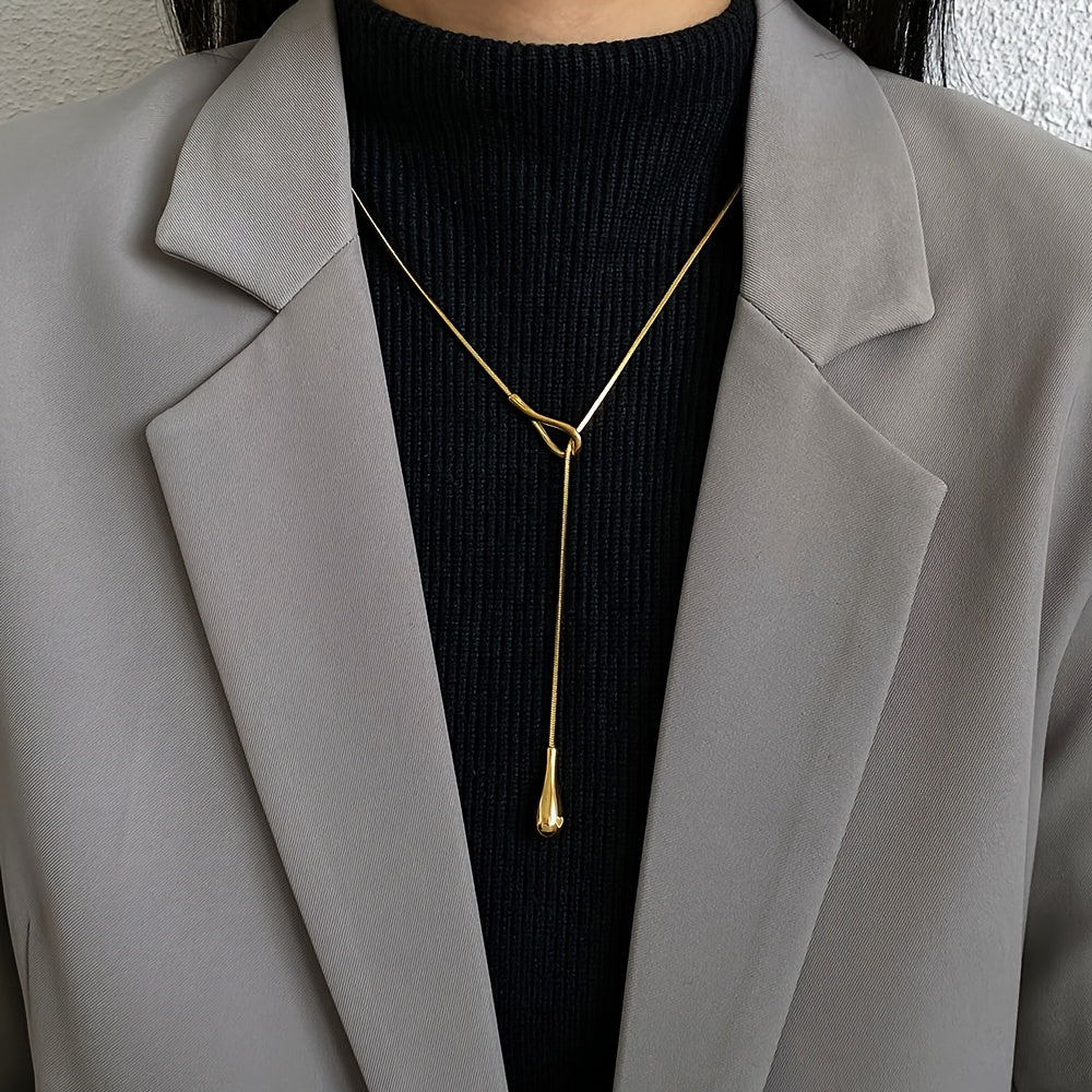 1pz Elegante Collana a Y Vintage, Pendente a Goccia di Acciaio Inossidabile, Catena a Serpente, Gioielli di Lusso per Regali per Donne e Uomini, Accessorio per San, Abbigliamento Quotidiano per Tutte le Stagioni