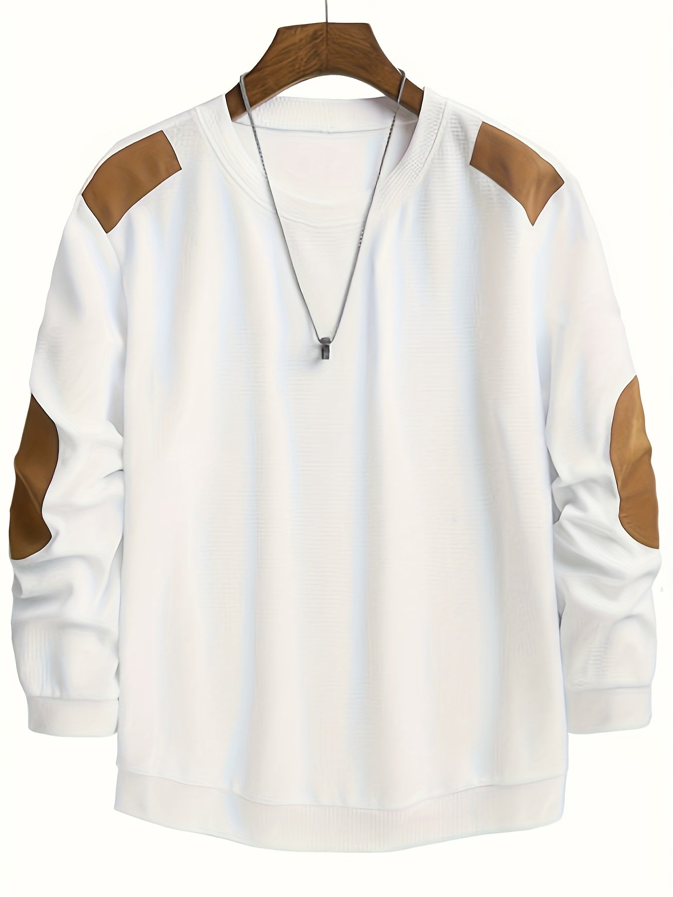 Maglione Casual Uomo in Maglia Waffle con Blocchi di Colore a Contrasto e Patch - Pullover Girocollo Lavabile in Lavatrice per Tempo Libero, Abbigliamento Tessuto