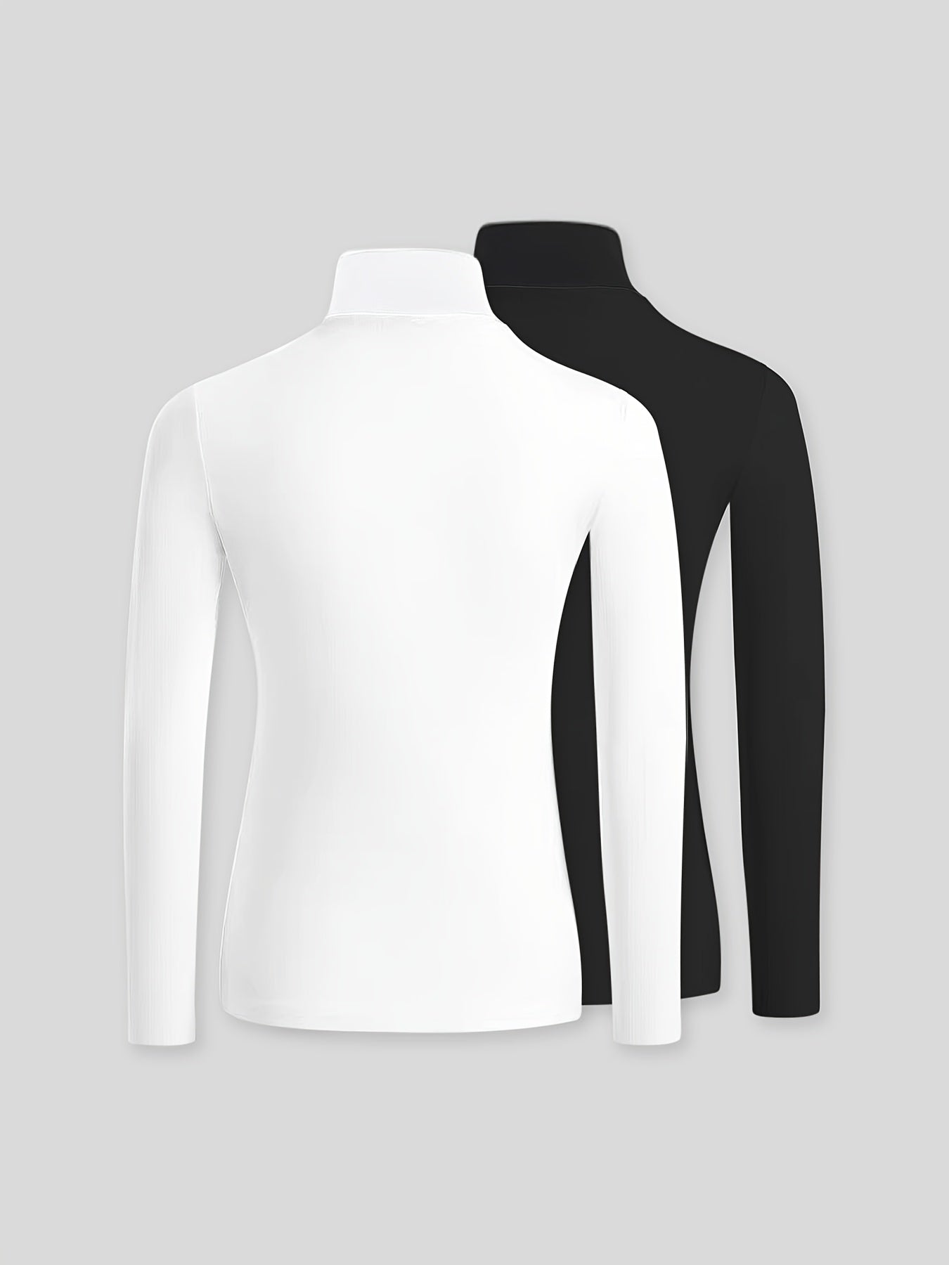 Solid Color Slim Fit Long Sleeve High Neck Pullover T-Shirt Two-Piece Set