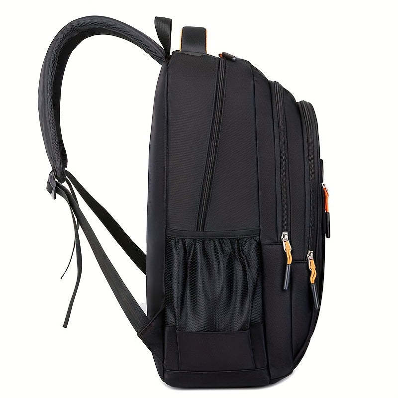 Zaino da Viaggio di Grande Capacità per Uomini - Nylon Resistente, Spallacci Regolabili, Borsa Multiscomparti per Affari e Scuola, Nero, Zaino da Viaggio