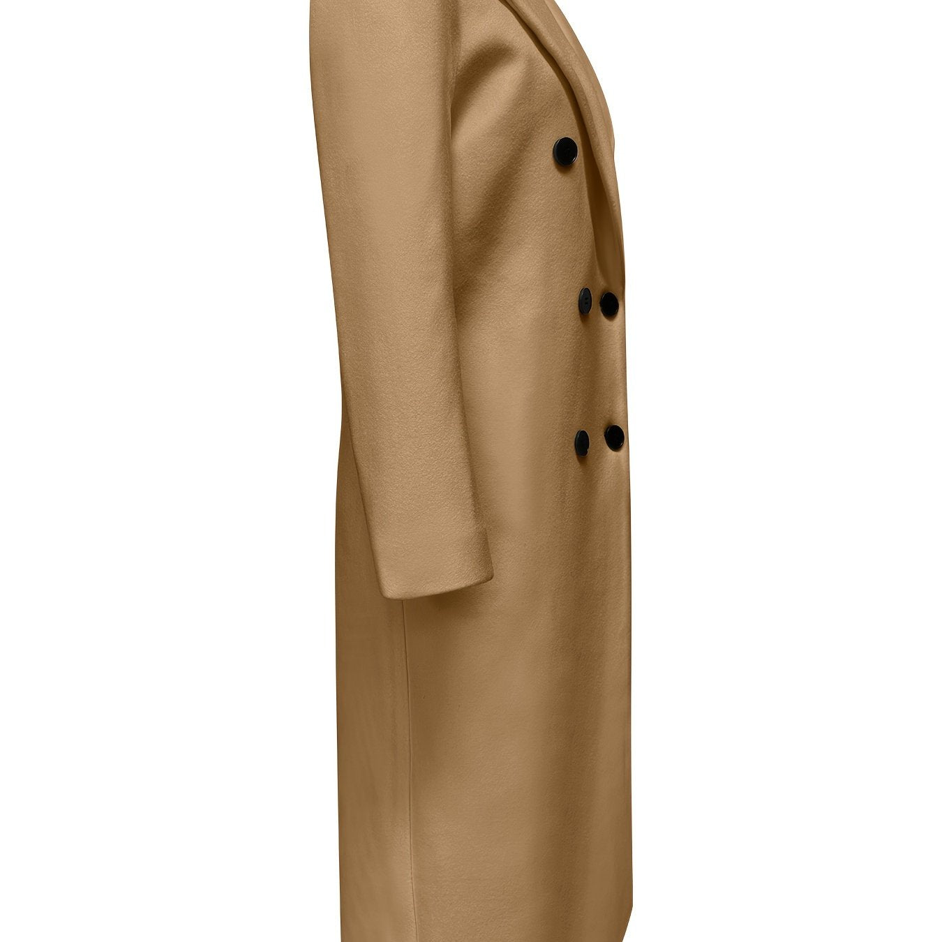 Double Breasted Lapel Overcoat, Elegant Long Sleeve Outwear For Fall & Winter, Women's Clothing