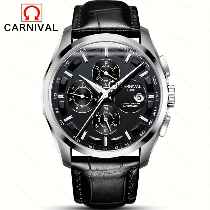 Multifunctional Automatic Men'S Mechanical Watch, Fashion Sports Calendar 30m Waterproof Watch, Without Battery