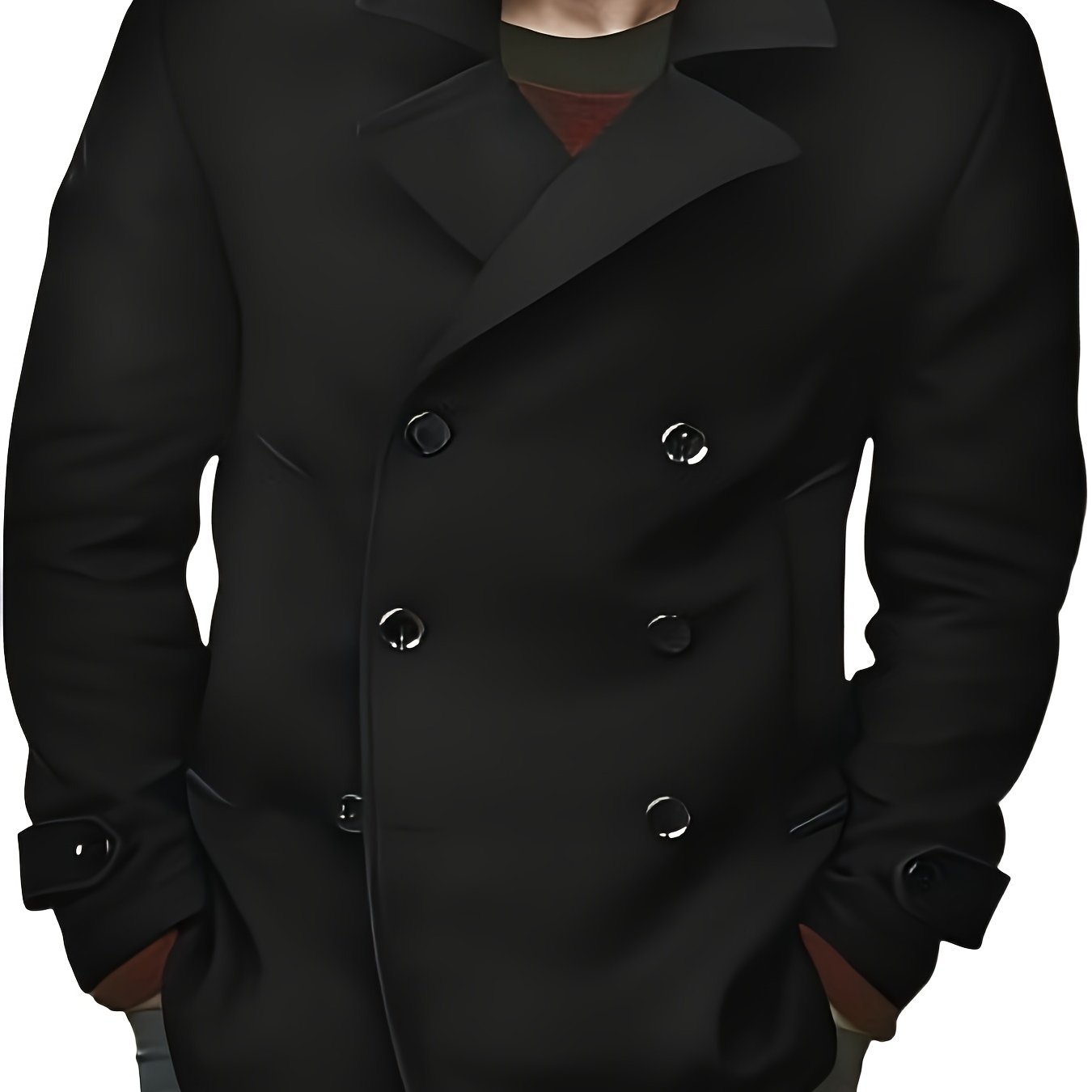 1pz Cappotto Invernale Pesante da Uomo - Giacca Doppiopetto con Colletto a Lancia, Grande Bottone sul Risvolto & Passanti in Tinta Unita (Tessuto Non Elasticizzato) - Capospalla Spesso per Taglie Grandi e Alte, Abbigliamento Casual ed Elegante (Marrone),
