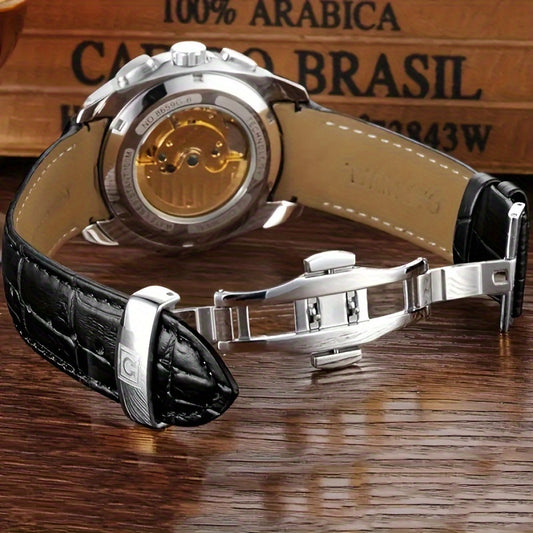 Multifunctional Automatic Men'S Mechanical Watch, Fashion Sports Calendar 30m Waterproof Watch, Without Battery