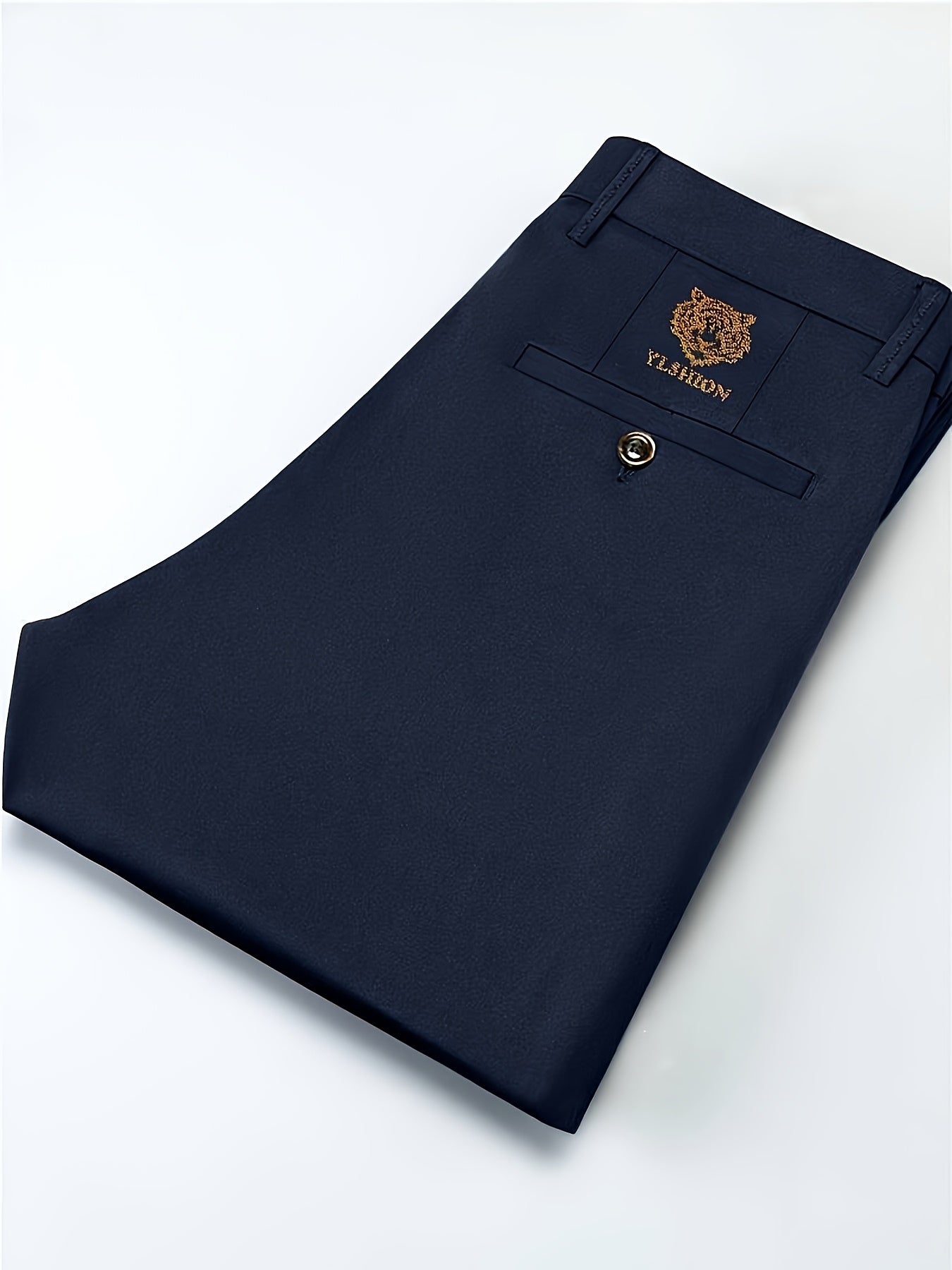 4pcs Pantaloni Eleganti Casual da Uomo a Gamba Dritta - Tessuto Elasticizzato Poliestere/Elastan, Tasche con Stampa Animalier, Comfort per Tutte le Stagioni, Solo Lavaggio a Mano (Beige/Navy/Grigio Carbone/Rosso)