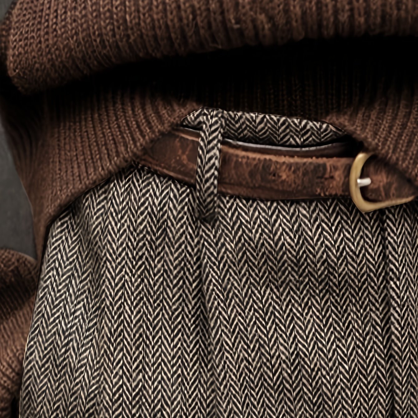 Pantaloni da uomo eleganti in tweed italiano - Pantaloni a gamba dritta a vita alta con chiusura a bottoni, tessuto non elasticizzato per ufficio ed eventi formali - Abbigliamento business autunno/inverno, evento formale, design classico, costruzione resi