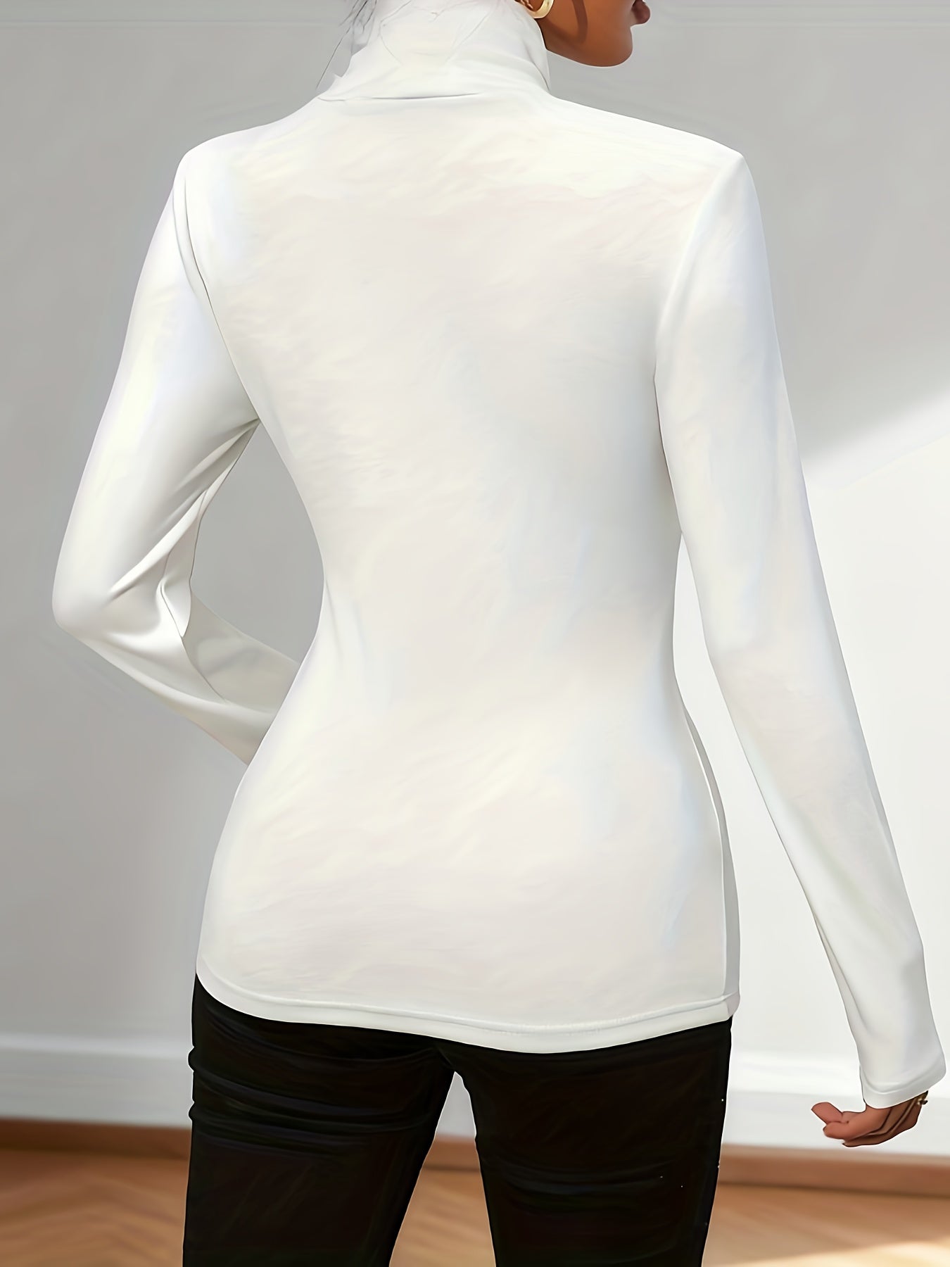 Women'S Elegant Long Sleeve T-Shirt - Soft Pink Solid Color Top, Round Neck Casual Everyday Shirt for Spring Summer Fall, Office, Party