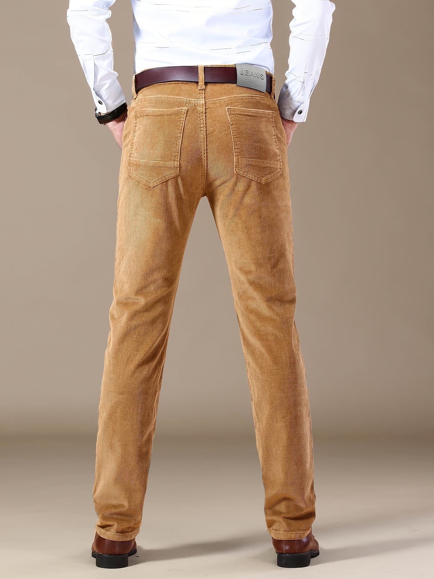 Uomo Pantaloni Slim-Fit a Gamba Dritta - Tuta Ufficio e Casual per Tutte le Stagioni, Lavabili in Lavatrice - Marrone Elegante, Design Versatile, Finitura di Alta Qualità, Abbigliamento Business