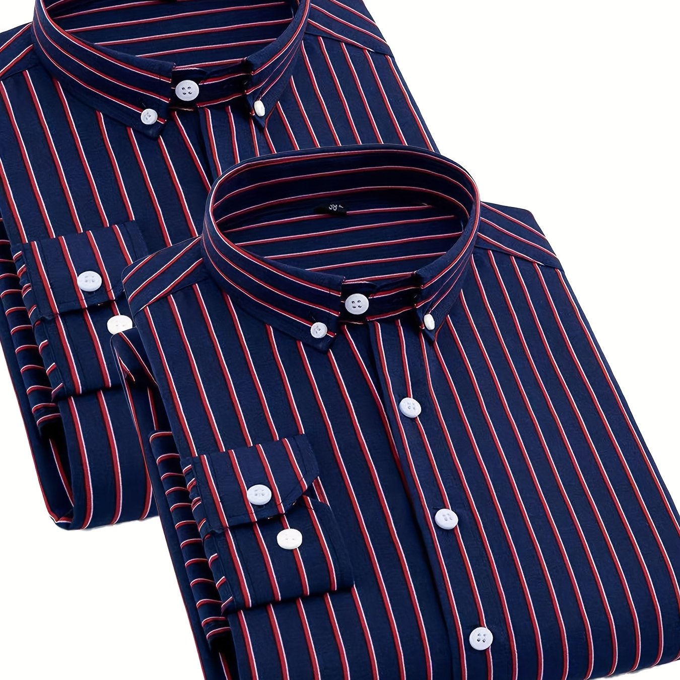 1+1pz Camicia Uomo a Righe con Maniche Lunghe - Colletto Casual, Tessuto Leggero, Ideale per Vacanze al Mare, Appuntamenti e Regali, Top Classico a Righe