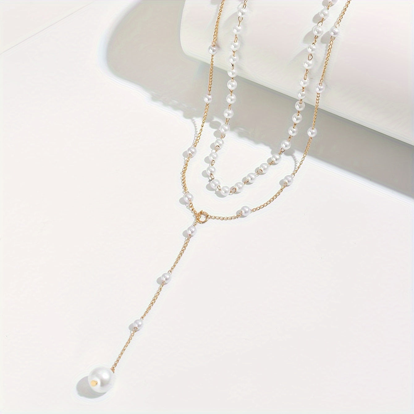 1pezzo Collier Elegante a Doppio Strato con Perle Finte e Fiocchi - Stile Vintage, Lega di Zinco, Conteggio di Perline Regolabile per Indossare Ogni Giorno e in Occasione, Accessorio per Tutte le Stagioni