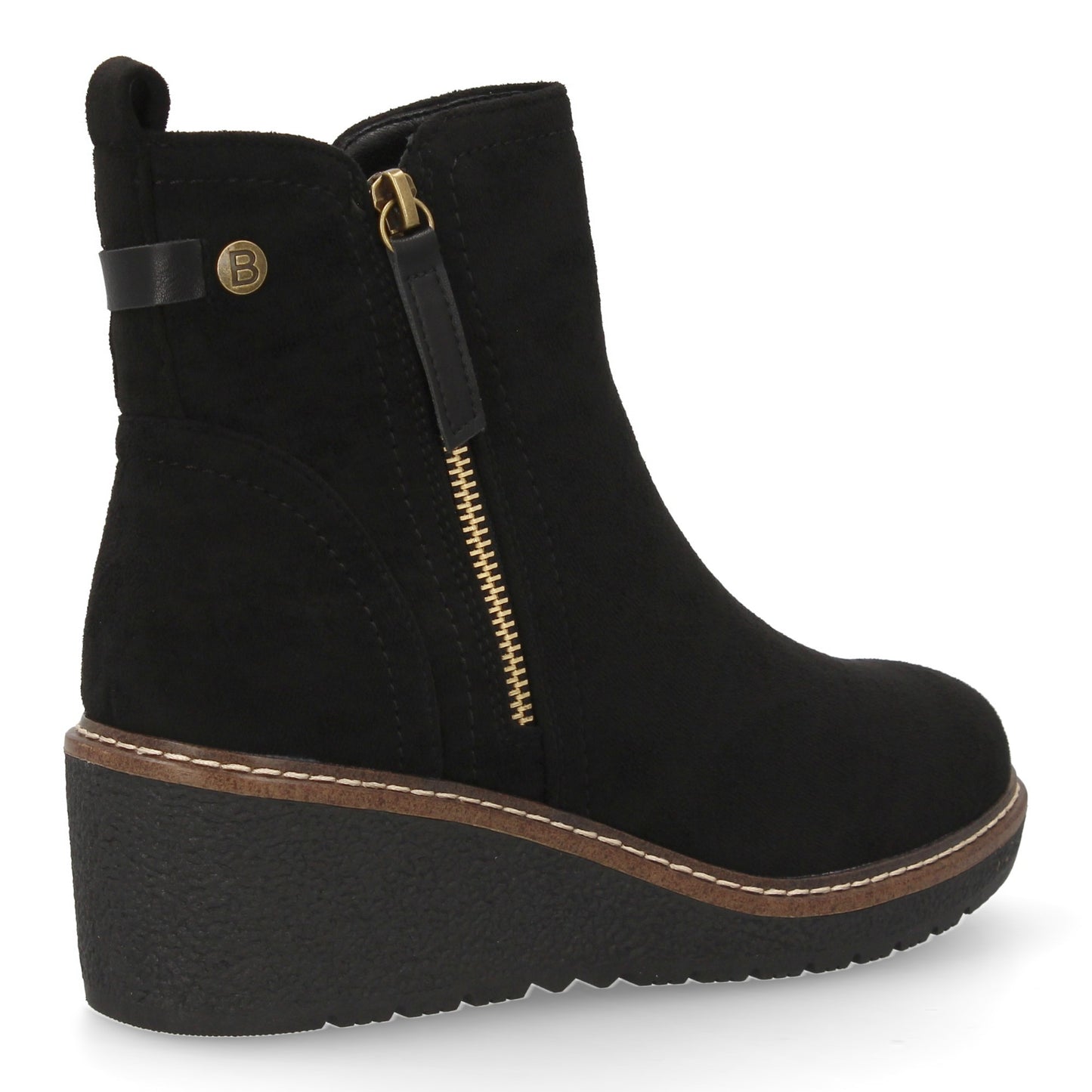 Stivaletto con Zeppa Donna, Design Comodo ed Elegante. Dettagli Cuciti con Chiusura a Cerniera e Linguetta Posteriore. Perfetto per Autunno e Inverno