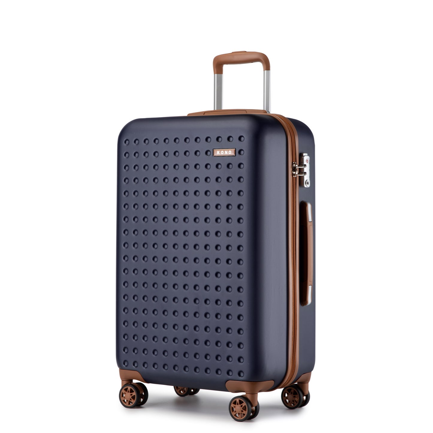 Set di 4 Valigie da 14/20/24/28 pollici Kono Elegante in ABS+PC a Pois con Guscio Rigido e Serratura TSA, Set di 4 Pezzi con Valigetta da Toilette, Bagagli da Viaggio Durevoli con Serratura TSA e Ruote Silenziose