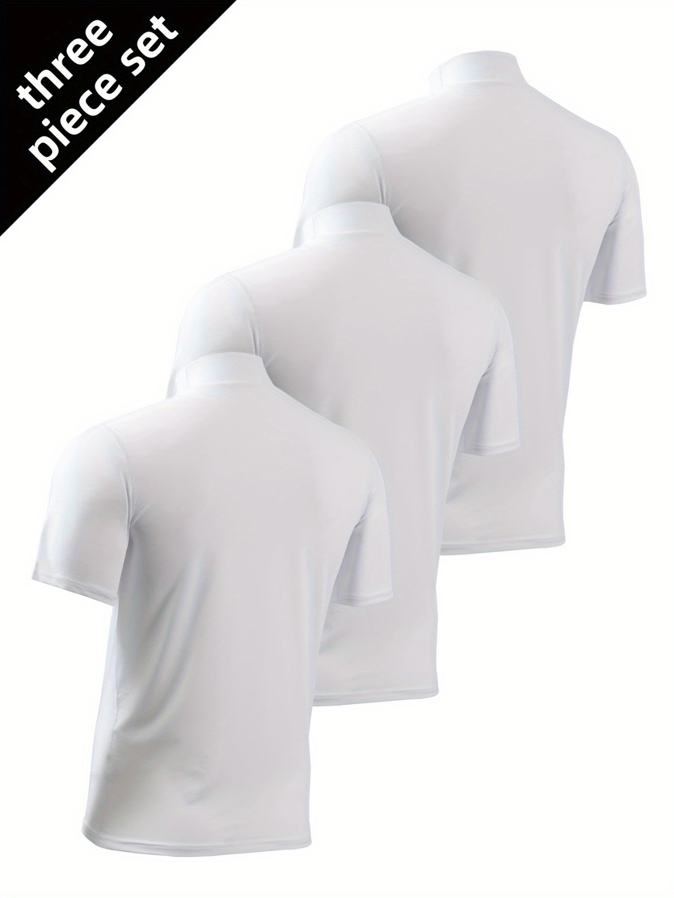 3pezzo Magliette Casual da Uomo a Manica Corta con Collo Alto - Tessuto Morbido, Leggero e Traspirante per la Primavera e l'Estate, Abbigliamento Casual|Stile Casual|Tessuto Elasticizzato