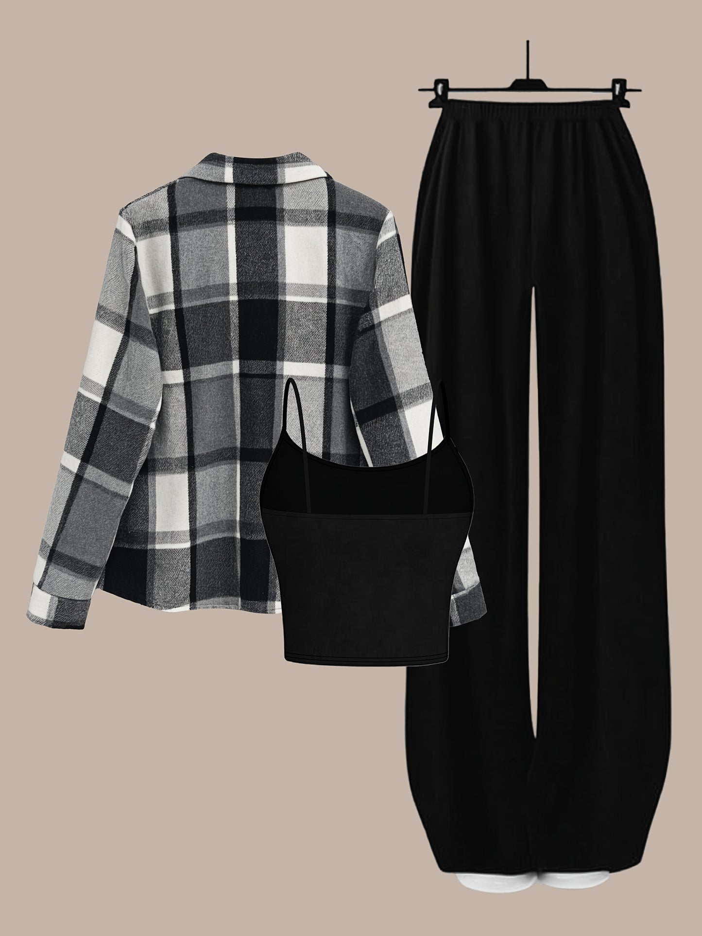 Set da donna elegante 3 pezzi, giacca da maglia in pile con pantaloni casual e giacca a maniche corte 3 pezzi, abito da tempo libero per tutti i giorni
