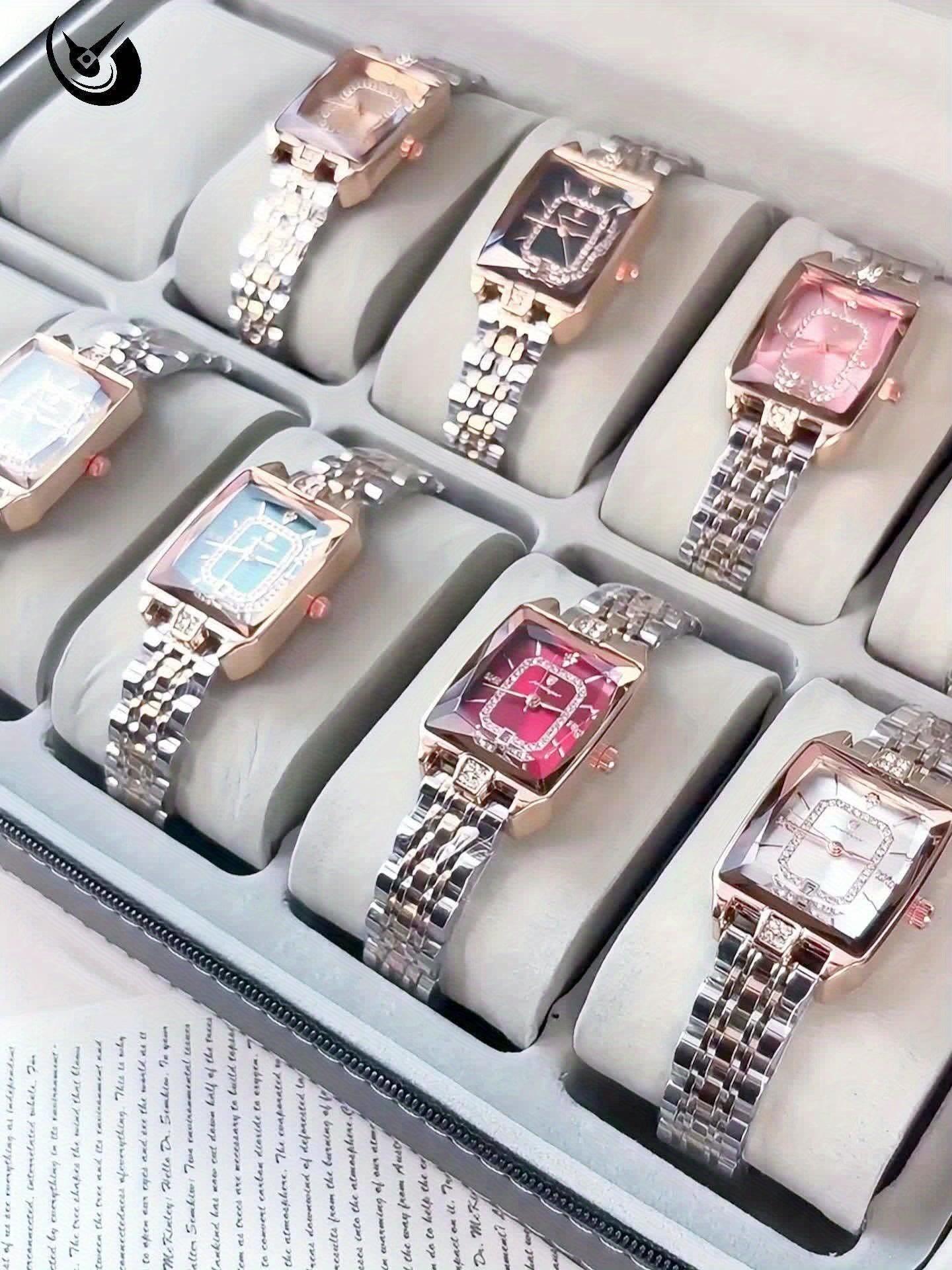 Orologio di lusso per donne POEDAGAR - Elegante calendario impermeabile con visualizzazione della data, orologio quadrato in acciaio inossidabile, cassetta in lega di zinco, cinturino in acciaio inossidabile, stile casual, accessorio elegante | Design ele