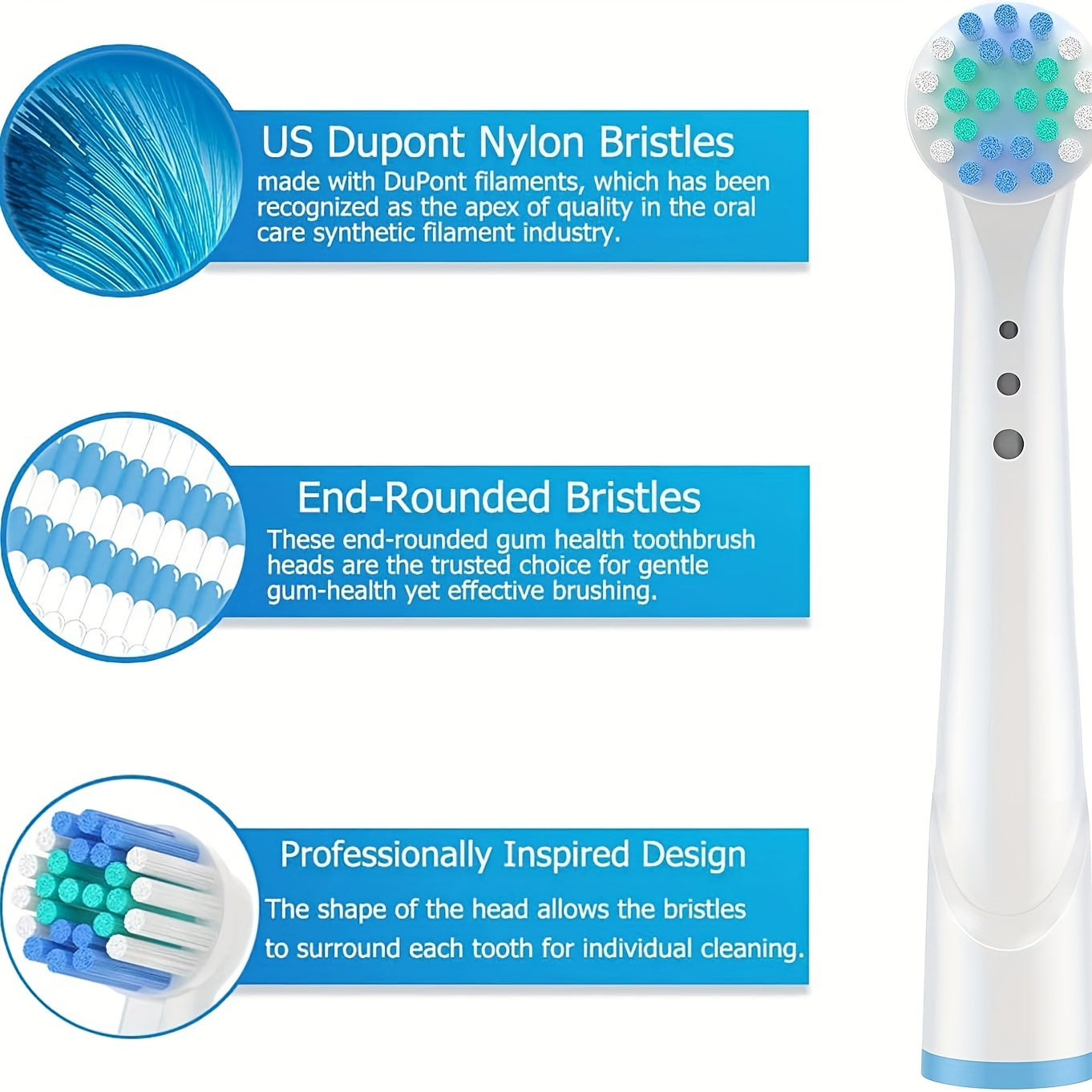 Per, Sostituzione di 16 Testine di Spazzolino Elettrico Professionale Oral B, per Oral-B 7000/Pro 1000/9600/5000/3000/8000 Adulto Bianco, 1 pezzo (16 Pack)