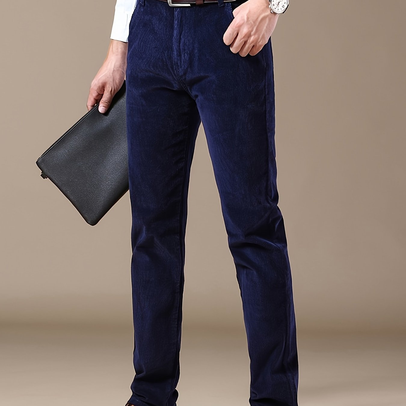 Uomo Pantaloni Slim-Fit a Gamba Dritta - Tuta Ufficio e Casual per Tutte le Stagioni, Lavabili in Lavatrice - Marrone Elegante, Design Versatile, Finitura di Alta Qualità, Abbigliamento Business