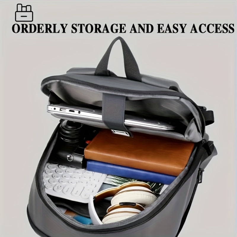 Zaino espandibile in stile business, similpelle, cerniera liscia resistente, borsa per laptop multi-pad, zaino casual, adatto per il pendolarismo quotidiano, viaggi di lavoro all'aperto, regalo ideale per le vacanze, opzioni nero, grigio scuro, grigio chi