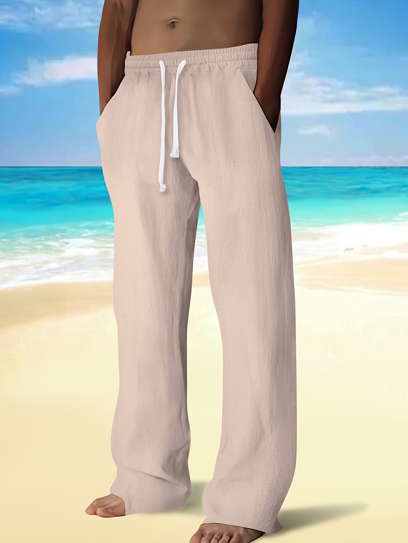 Uomo Pantaloni - Modelli a Gamba Dritta con Vita Regolabile, Senza Cintura per Look Casual e Semi-Formale - Leggeri e Traspiranti per Primavera/Autunno, Stile Rilassato, Costruzione Resistente