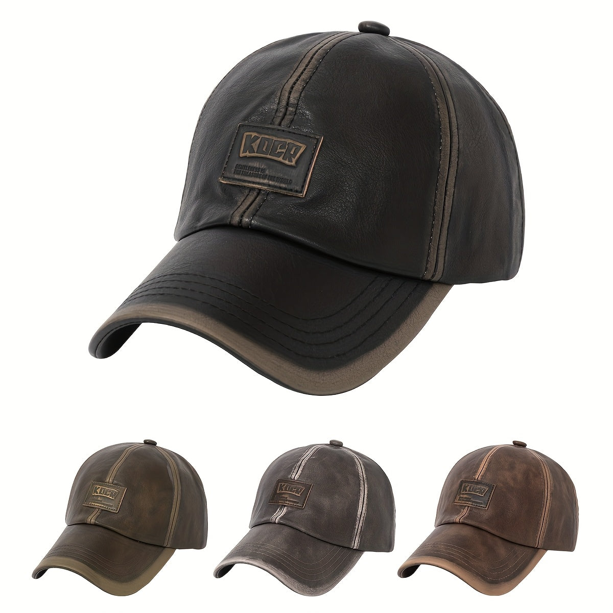 1pz/4pcs Cappello da Baseball in Pelle PU Lavata Vintage per Uomini e Donne - Regolabile, Alta Qualità per Golf ed Equitazione, Regalo per Festa del Papà/Madre, Cappellino Casual con Design a Sei Panel, Copricapo Resistente