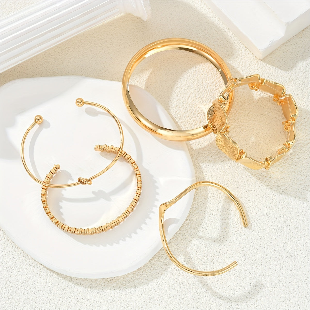 5 Pezzi Braccialetti Geometrici Irregolari con Nodo Onda, Versatili e Alla Moda per Donne - Ideali per Uso Quotidiano e Regali Festivi
