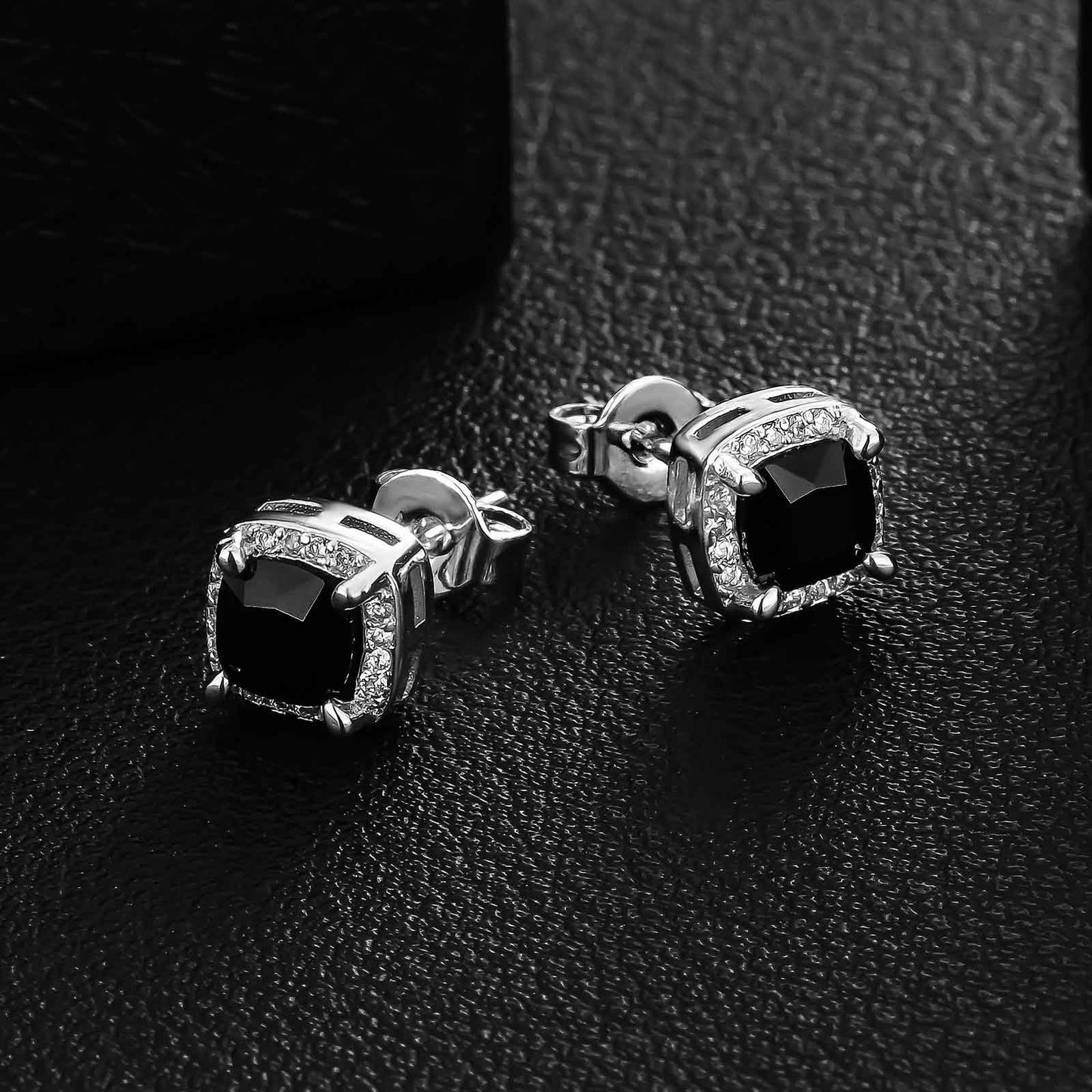1 Paio di Orecchini a Spilla Quadra Eleganti ICEDCHICS, Zirconia Sintetica, Staffa in Acciaio Inossidabile, Base in Rame, Non Magnetici, Gioielli alla Moda per Uomini e Donne