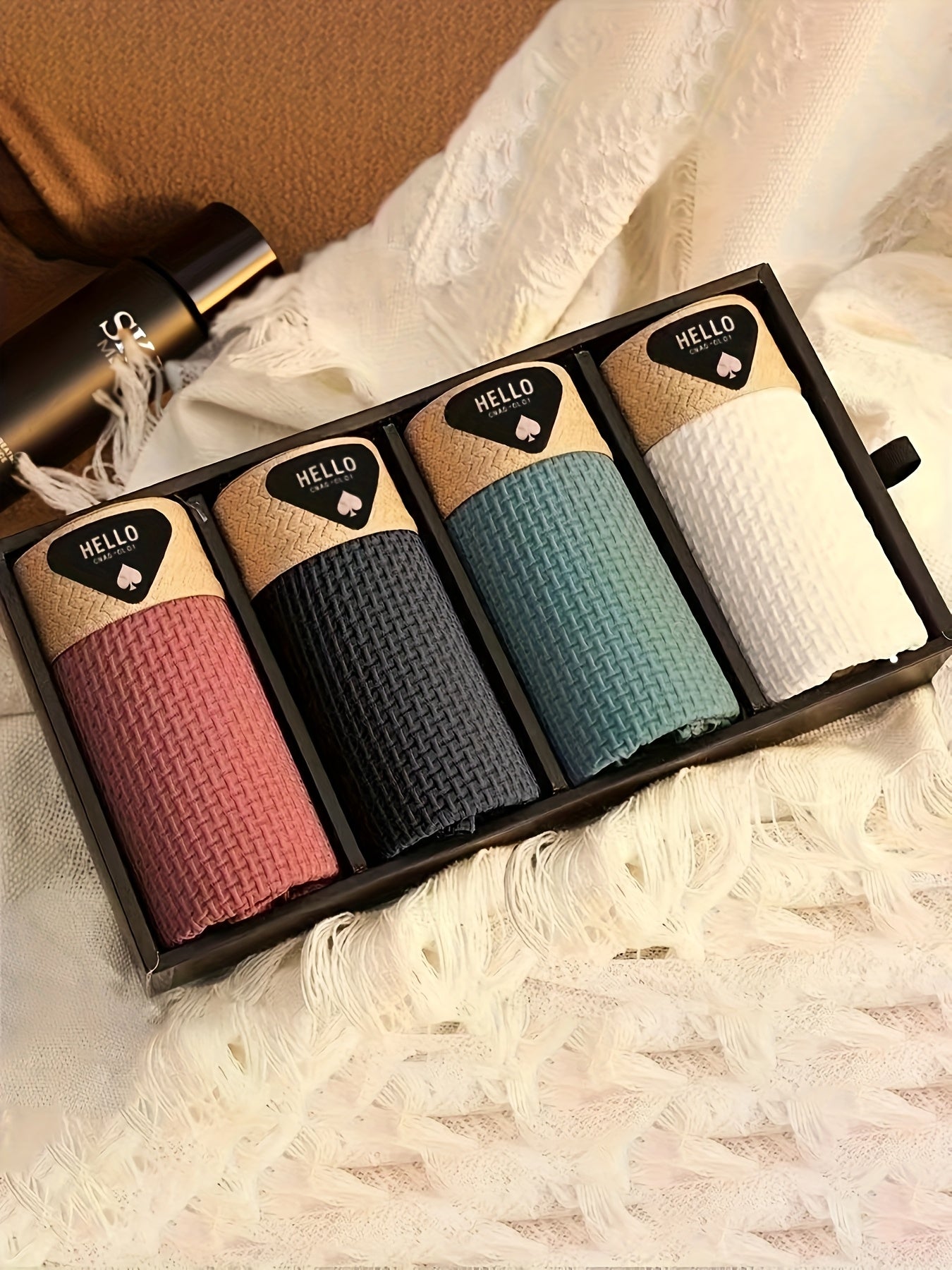 4-Pack di biancheria intima da uomo in fibra Ice Sliky, boxer ultra sottili multi-colori per la primavera, l'estate, l'autunno e l'inverno - Pantaloncini casual traspiranti e elasticizzati in vari stili per l'uso quotidiano