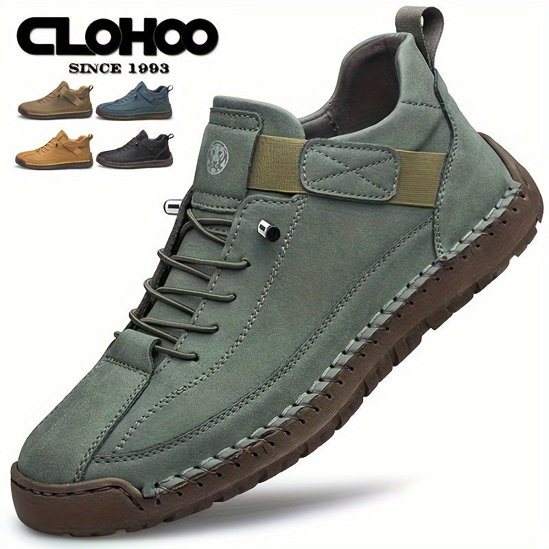 Scarpe da uomo casual con suola morbida e confortevole, realizzate a mano con cuciture a mano e fondo in gomma, marchio CLOHOO