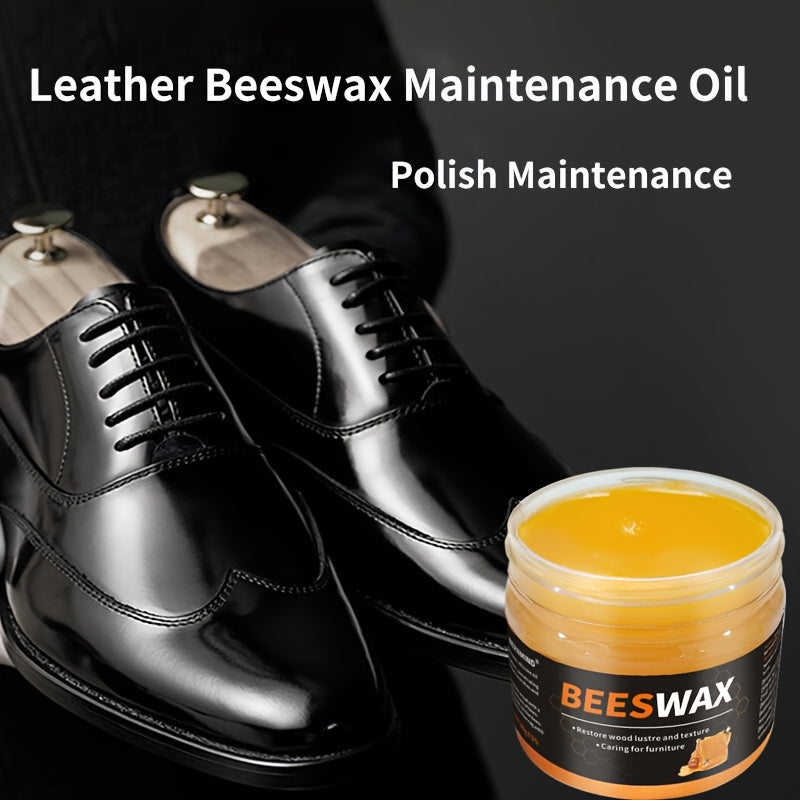 Set di cura per lucidatura scarpe con 1 spugna per lucidare, olio di cera d'api per finte pelle, colore universale per scarpe, borse, giacche, divani e altri prodotti in finta pelle Lucidatura rapida e nutrimento profondo