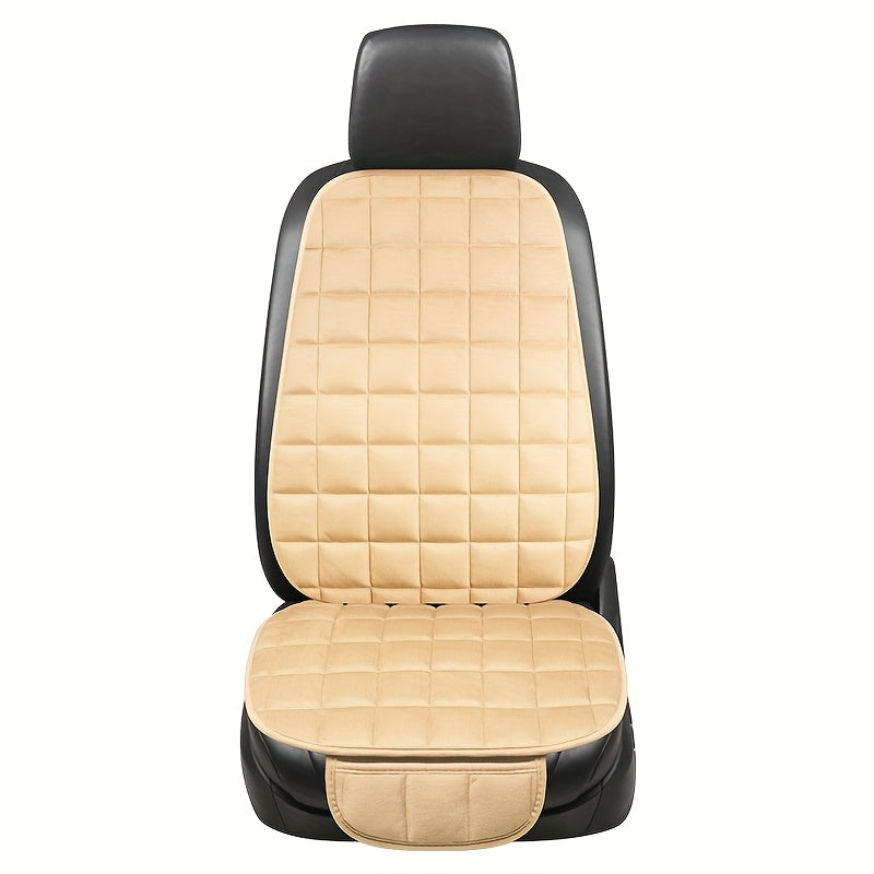 Un set di due cuscini per auto, essenziali per l'autunno e l'inverno, con morbide fodere in peluche e tasche portaoggetti per una guida confortevole, compatibili con vari interni auto e realizzati in memory foam.