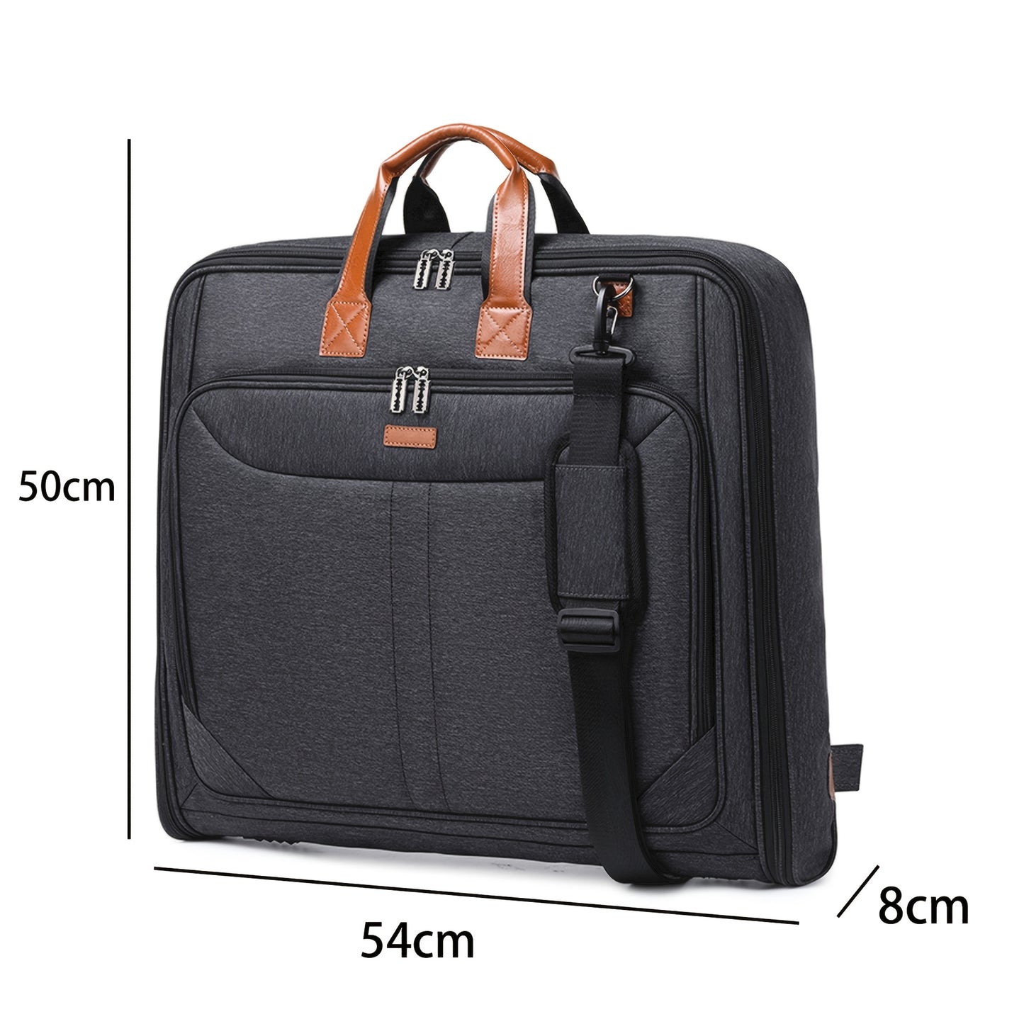 Valigia Grande & Custodia per Abiti - Bagaglio da Viaggio Business con Scomparto per Laptop, Tessuto Oxford Resistente, Valigetta Spaziosa con Maniglia o Tracolla per Professionisti (50x54x8cm, Nero) - Ideale per Viaggi Aerei ed Eventi Formali