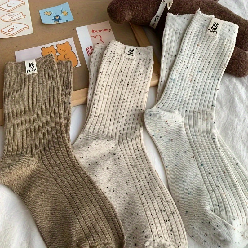 4 Paia di Calzini da Donna per Autunno e Inverno a Metà e Alta con Motivo Coniglio, Calzini da Donna per Autunno e Inverno in Stile Giapponese Casual a Metà e Alta, Calzini e Calze da Donna Lunghe