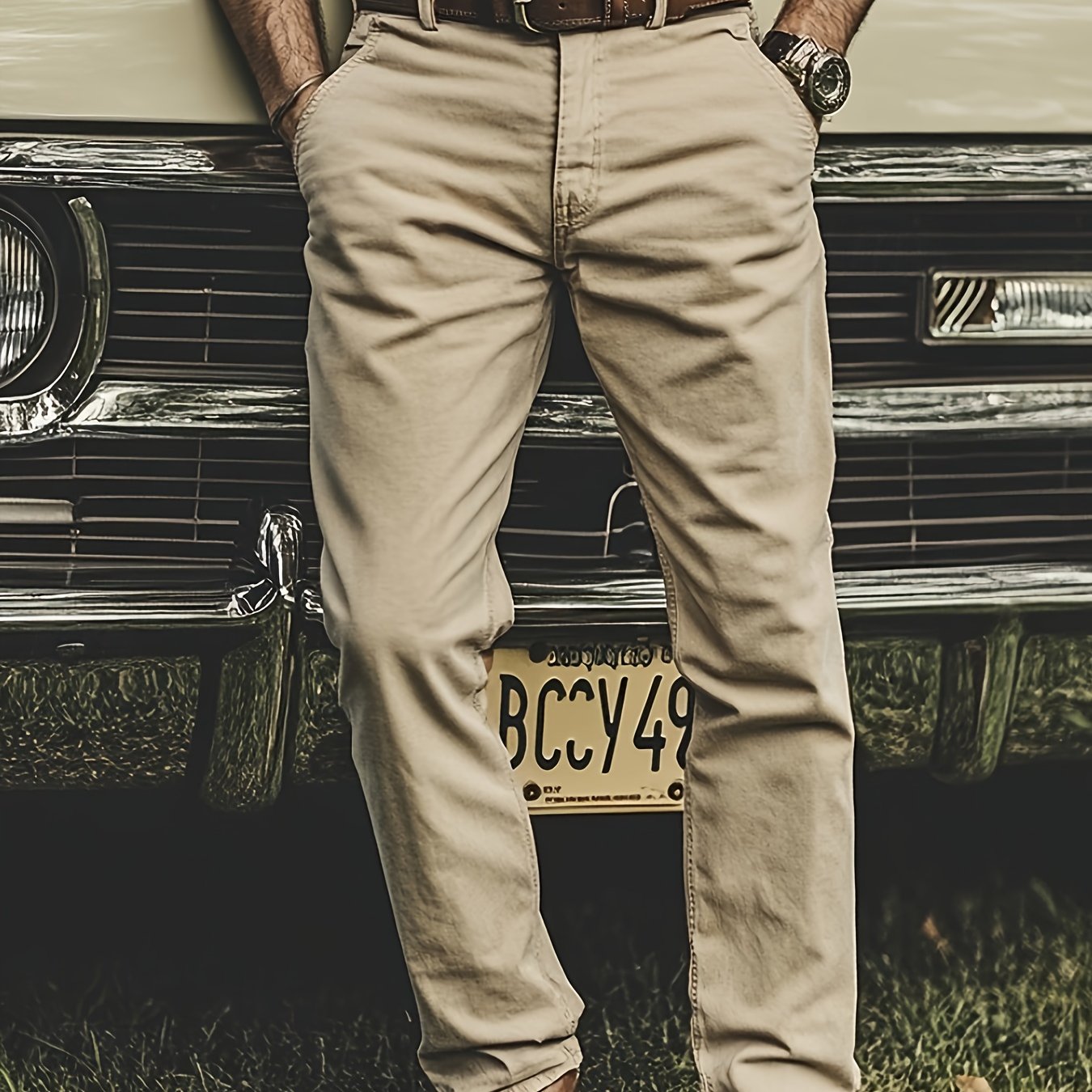 Pantaloni Chino da Uomo in Tinta Unita, Leggermente Elasticizzati, Comodi e Casuali per le Attività Quotidiane all'Aperto