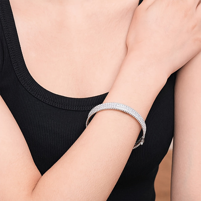 Un bracciale di lusso con brillanti in zirconia a stella piena in argento 925 per le signore, ideale per l'estate. Include un regalo classico e ipoallergenico per la cena, con scatola regalo esclusiva. Perfetto per Natale, San e Pasqua.