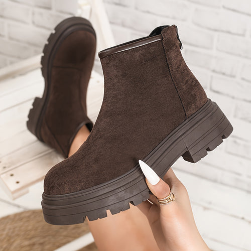 Stivaletti Chelsea da Donna per il Bosco - Stivali Invernali Foderati in Pile con Suola Spessa, Nuovo Modello di Ankle Boot Corto
