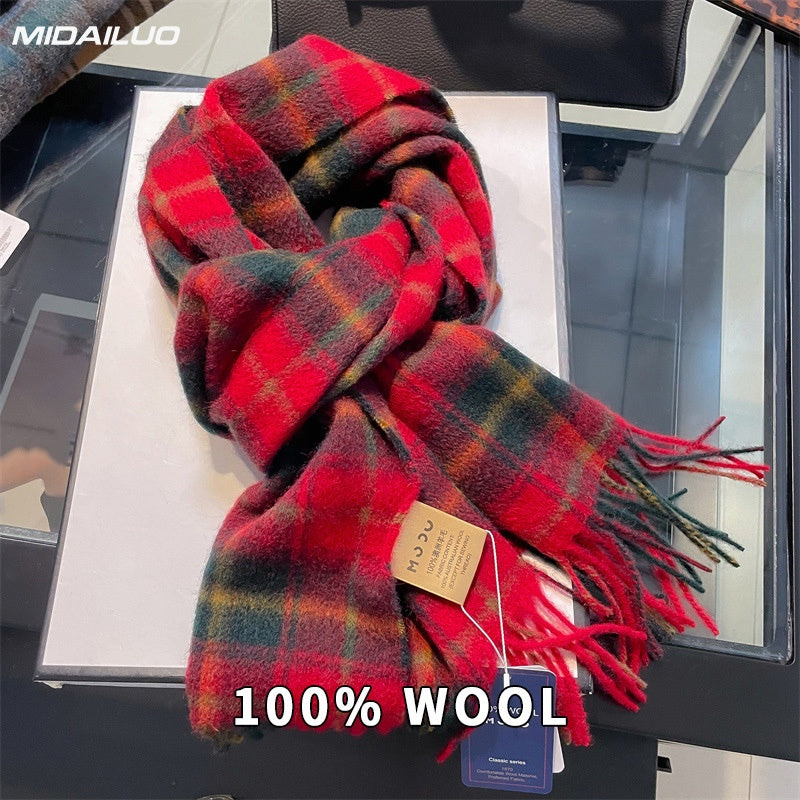 Sciarpa in Lana 100% MIDAILUO - 180,01x32,0 cm Sciarpa in Quadri Invernale Calda e Resistente al Vento, Design Elegante e Stiloso Non Elasticizzato per Attività All'Aperto e Abbigliamento Casual, Accessorio Invernale Accogliente, Motivo Classico in Quadri