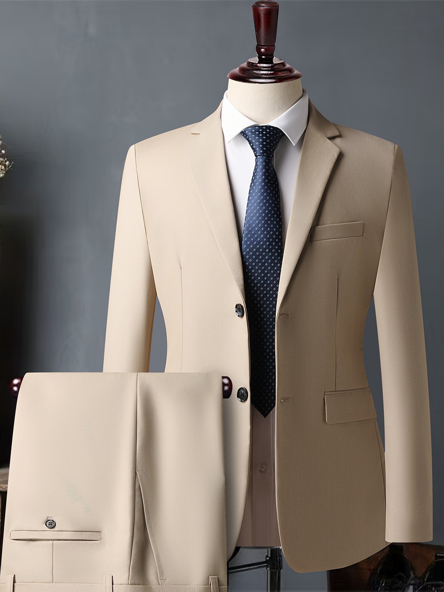 Abito da uomo bianco di alta gamma - Resistente alle rughe, adatto per ufficio e feste, taglio sottile con design doppiopetto, maniche lunghe, tessuto viscosa, perfetto per eventi formali, abbigliamento formale|Abito sottile|Tessuto viscosa