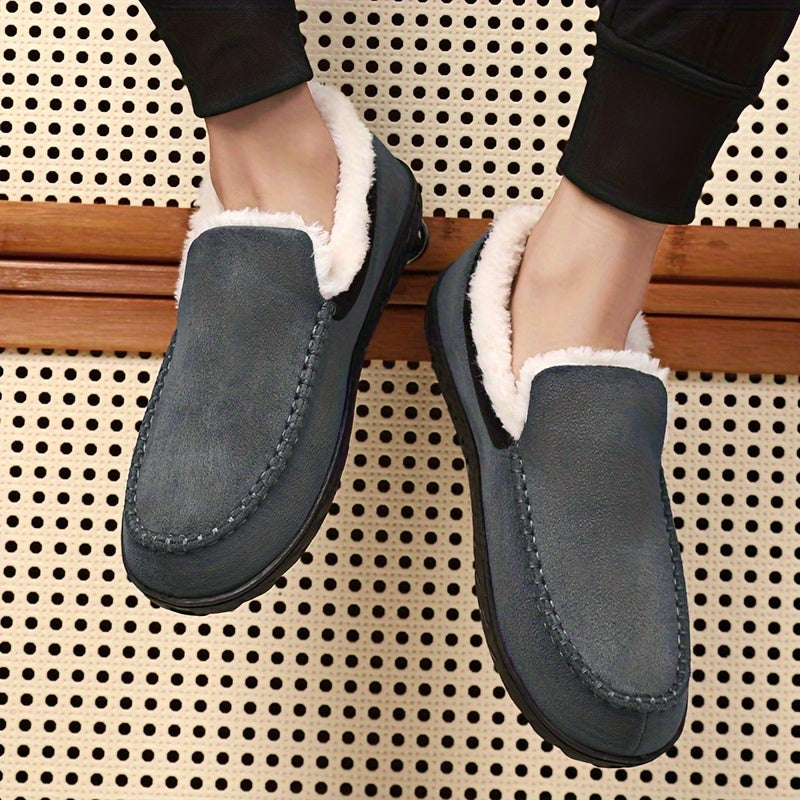Pantofole da Uomo per Autunno e Inverno, Fodera Spessa, Antifreddo e Anti-gelo, Suola Antiscivolo, Facili da Infilarci