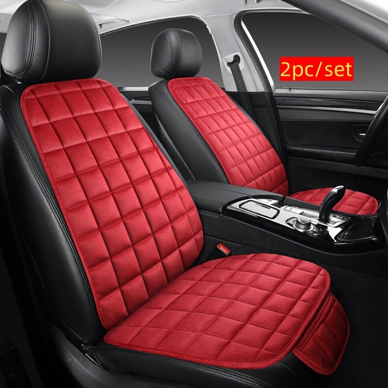 Un set di due cuscini per auto, essenziali per l'autunno e l'inverno, con morbide fodere in peluche e tasche portaoggetti per una guida confortevole, compatibili con vari interni auto e realizzati in memory foam.