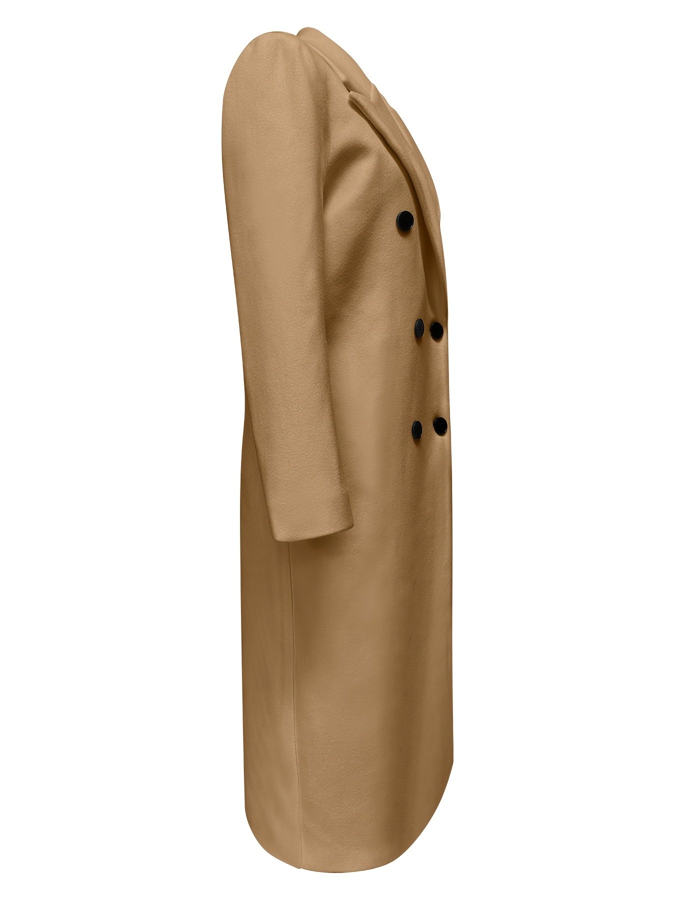 Double Breasted Lapel Overcoat, Elegant Long Sleeve Outwear For Fall & Winter, Women's Clothing