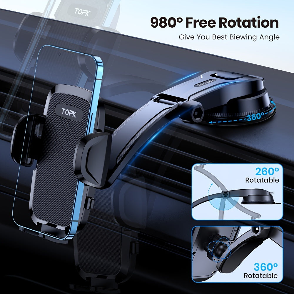 Supporto per Telefono da Auto, Supporto Manuale Migliorato, Porta Cellulare per Cruscotto dell'Auto, Compatibile con iPhone e Android