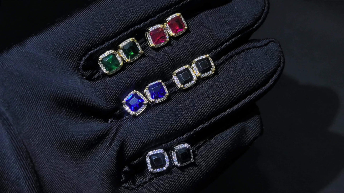 1 Paio di Orecchini a Spilla Quadra Eleganti ICEDCHICS, Zirconia Sintetica, Staffa in Acciaio Inossidabile, Base in Rame, Non Magnetici, Gioielli alla Moda per Uomini e Donne