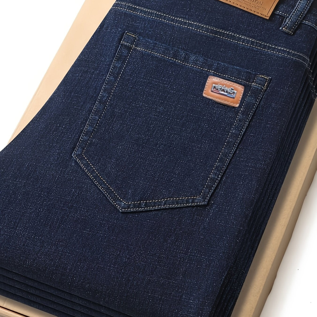 Pantaloni da lavoro pesanti da uomo - Denim finto non elasticizzato per tutte le stagioni con design classico a cinque tasche, aspetto lavato blu scuro per l'uso quotidiano e formale - Pantaloni casual resistenti per uomo, abbigliamento versatile, taglio