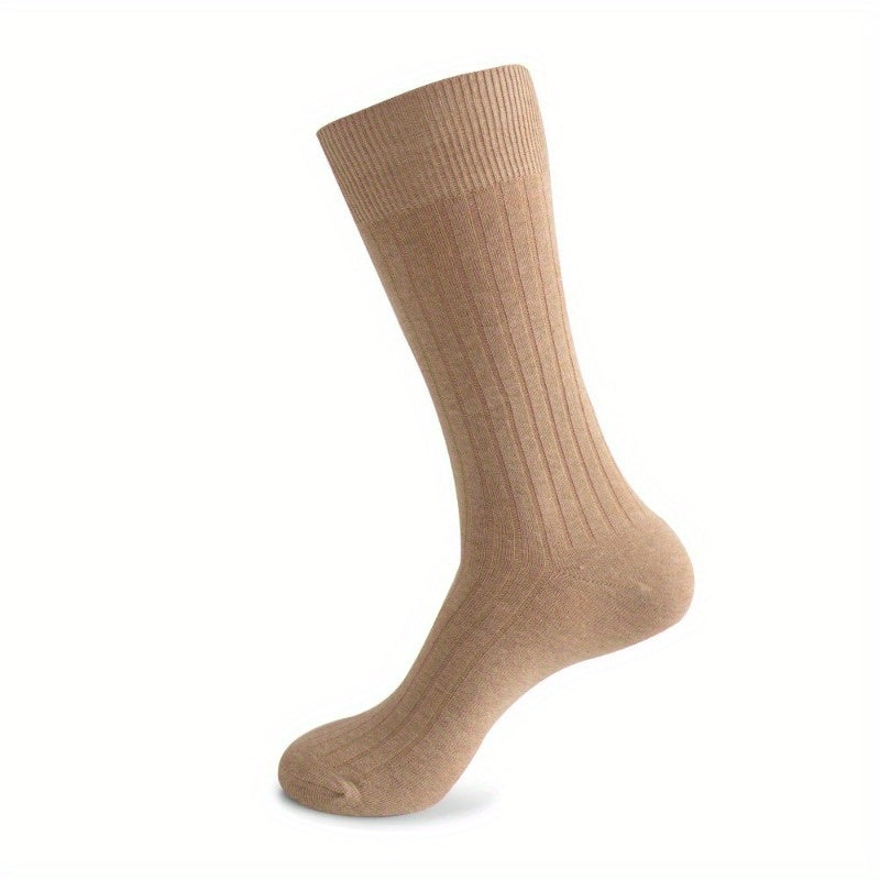 6 Paia di Calzini Uomo CYFUN DESIGN - Polsine Elastiche Morbide e Confortevoli, Colori Unici (Beige/Nero/Marrone/Bianco) per Ufficio ed Eventi Formali, Design Elegante, Materiale Comodo