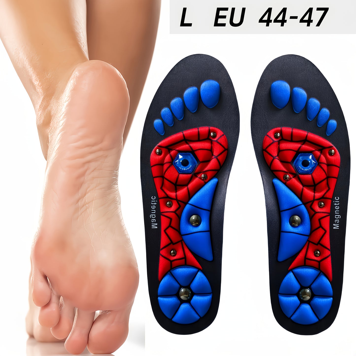 1 Paio di Solette Magnetiche Massaggianti in EVA Antiscivolo con Cuscino Ammortizzante e Traspiranti per Uomo e Donna, Supporto Arco Plantare Lifestyle