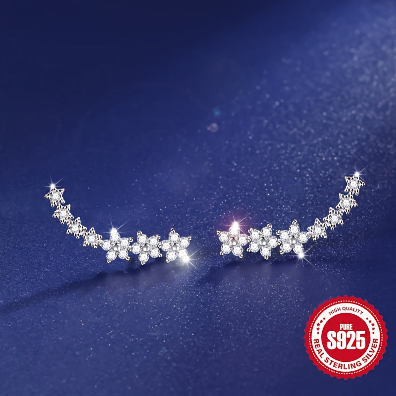 1.71G S925 Orecchini a mosaico rurale stile francese in argento sterling S925, bassa allergia, eleganti, per donne, uso quotidiano, vacanza, regalo di Natale
